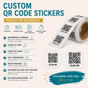Charity Custom Made QR Code Stickers for School Fundraiser Raffles Waterproof Labels (1", 1.5", 2")