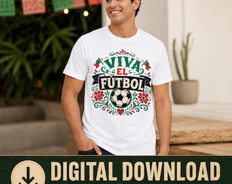 Viva El Futbol SVG PNG JPG Soccer Fan Digital Download Mexican Folk Art Style