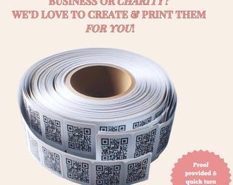 Custom Waterproof QR Code Stickers for Events Gift Registry Business Fundraiser Charity Weddings (1", 1.5", 2")