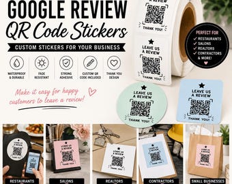 Custom Google Review QR Code Stickers | Waterproof Business Labels (1", 1.5", 2")