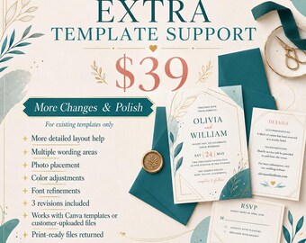 Custom Invitation Template Support: Layout Photo Color Font for Baby Shower Wedding Graduation Parties
