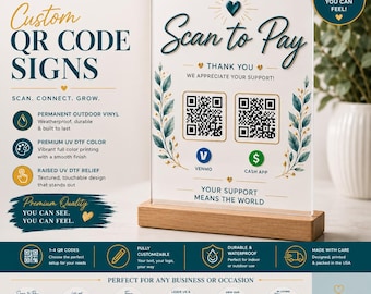 Custom Acrylic QR Code Sign | Scan to Pay | Social Media | Wifi | Review | Memorial