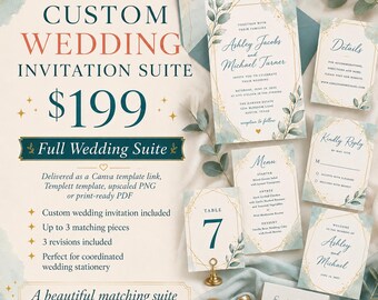 Custom Wedding Invitation Bridal Suite Design Service Print Files (Digital)