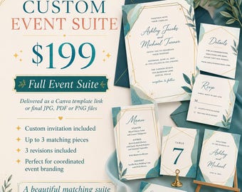 Custom Full Event Suite Design Service: Wedding Anniversary Party Charity Invite Graduation Corporate Convention
