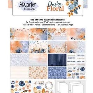 Kit para fazer cartões florais escuros da 3Quarter Designs para artesãos de papel Kit DIY para filha Kit divertido para scrapbook ou diário