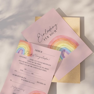 1x | 5x | 10x Einladungskarten Kindergeburtstag | Regenbogen | Einladung für Kinder | Einladung zum Kindergeburtstag | Geburtstag | DIN A6