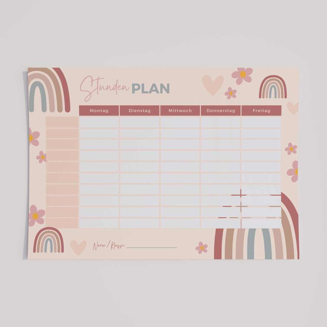 Timetable | Rainbow Design | 10 Hours | Digital Download | German ...