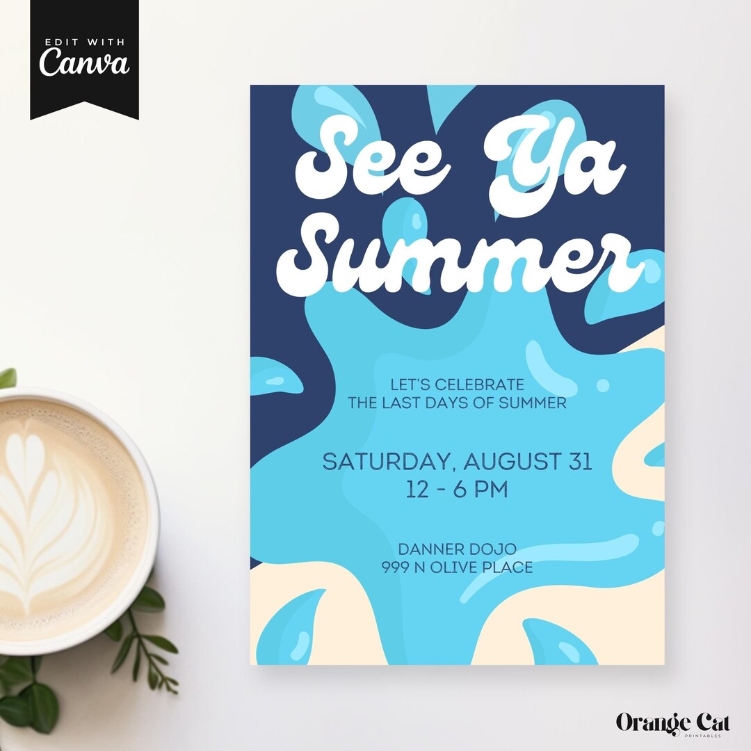 Summer Invite End of Summer Pool Party Back to School Party Invite Swimming Pool ...