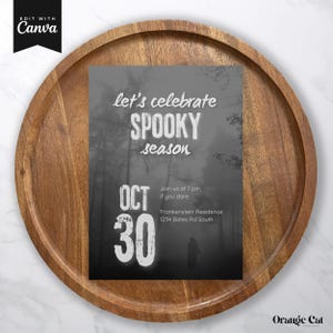 Spooky Halloween Invitation Spooky Invitation Haunted Ghost Invitation Creepy Forest Printable Editable Party Invitation Canva Template