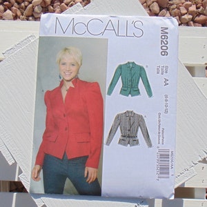 McCall&#39;s Pattern M6206 AA Jacket Uncut Sewing Pattern Sizes 6 8 10 12