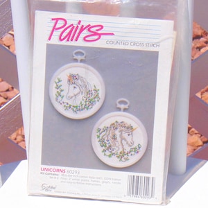 Unicorns Counted Cross Stitch Kit with Frames - Golden Bee Stitchery