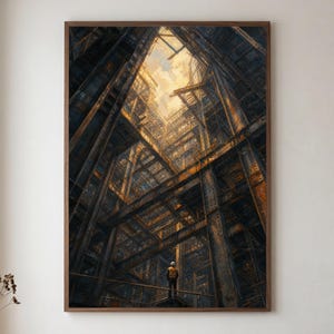 Industrial Construction Wall Art, Steel Structure Print, Engineer Architect Gift (Digital Download)