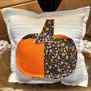 Pumpkin Pillow from Vintage Quilt 10X10 Inch, Handmade