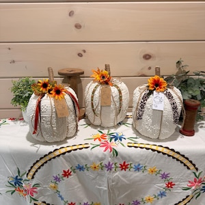 Vintage Chenille Pumpkins - Handmade
