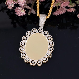 2.09 Carat Round and Baguette Diamond Picture Pendant | 10K Yellow Gold Diamond Picture Pendant | Memory Pendant