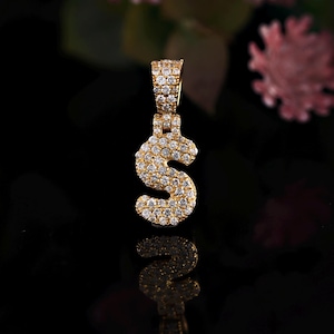 10K Yellow Gold &#39;S&#39; Letter Pendant | 0.24 Carat Round Diamond &#39;S&#39; Letter Pendant | Initial Letter Pendant | Personalized Gift | Fine jewelry