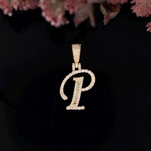 Pingente com letra inicial de A a Z | Pingente de diamante redondo e baguete | Joias finas | Pingente com letra | Presente de aniversário | Lindo colar