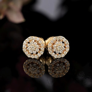 0.52 Carat Round Diamond Stud Earrings | 10K Yellow Gold Stud Earrings | Fine Jewelry | Gift For Her | Women&#39;s Earrings | Anniversary Gift