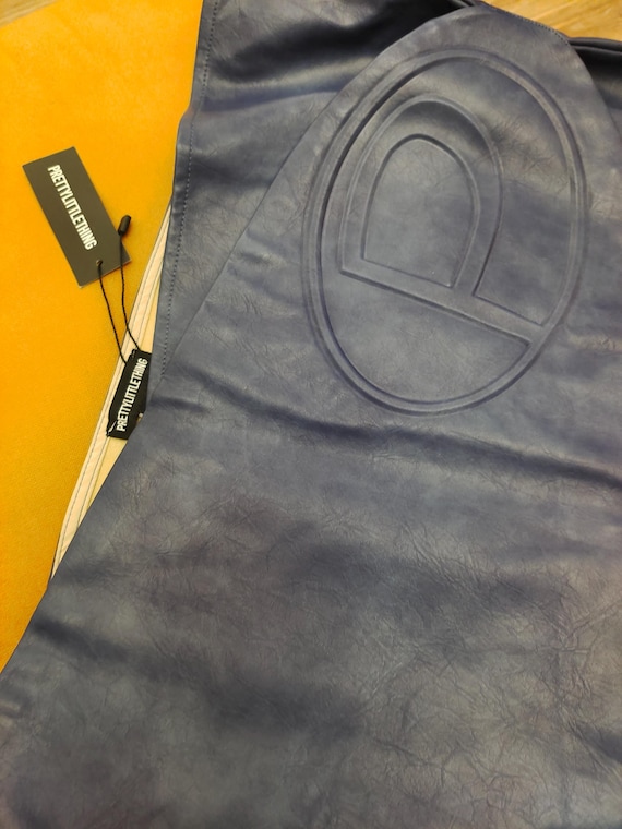 Blue Washed Faux Leather Mini Skirt by Prettylittlethings (44 EU