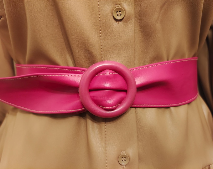 80's Vintage Pink Faux Leather Adjustable Belt