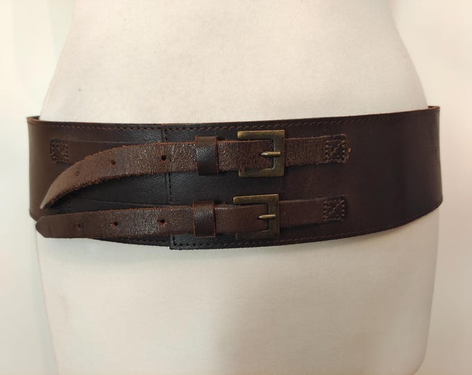 Wide Brown Real Leather Belt by Mathlau Made in Italy