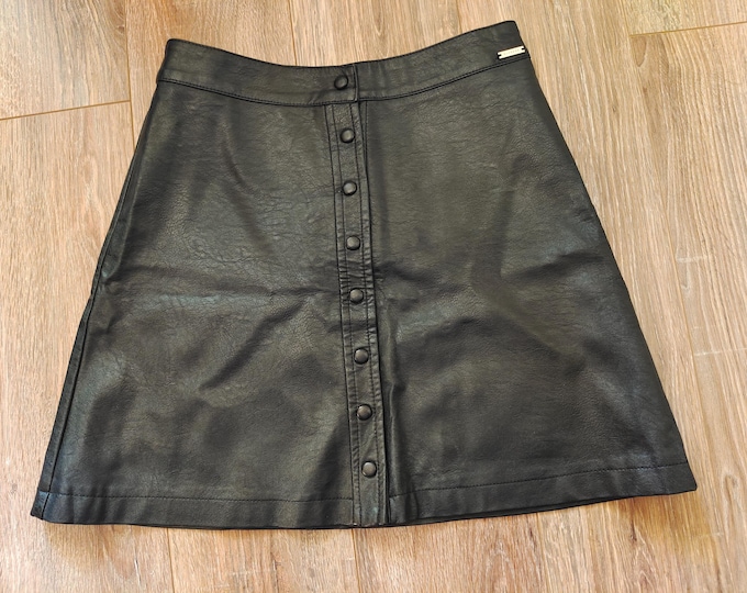 Black Faux Leather Skirt by Diverse