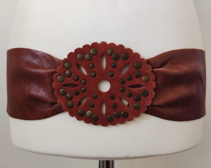 Wide Leather And Suede Belt With Stay-lace Tie Boho Style