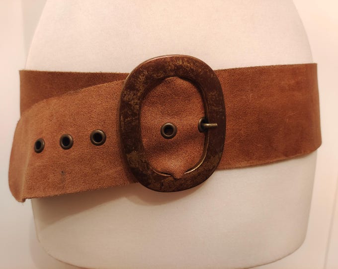 Extra Long & Wide Brown Real Leather Belt by A Wear Made in Holland
