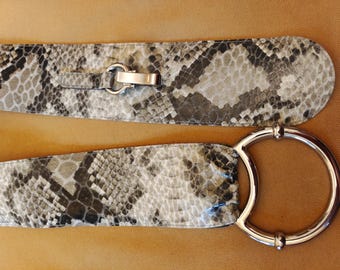 90s Vintage Wide Faux Leather Belt: Silver Buckle, Robako  display picture 1