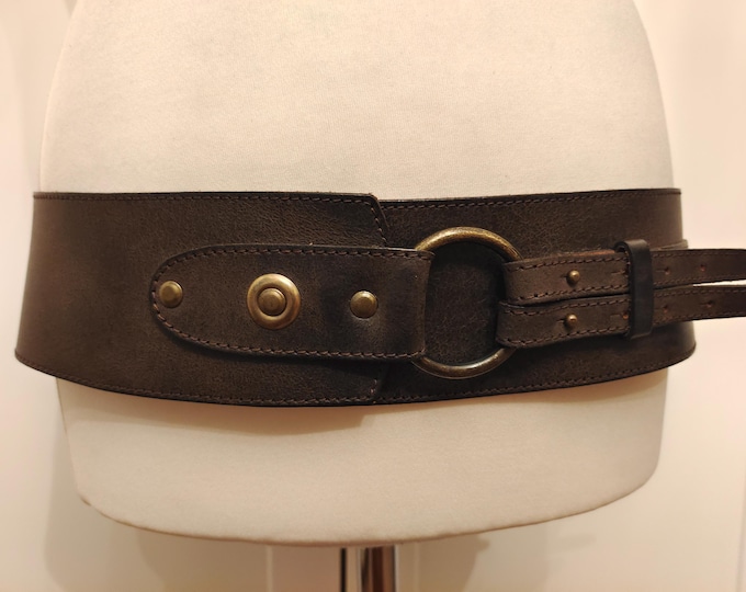 Wide Brown Real Leather Belt by Jones Made in Germany