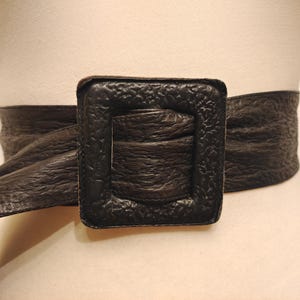 Vintage 80&#39;s Black Real Leather Adjustable Belt