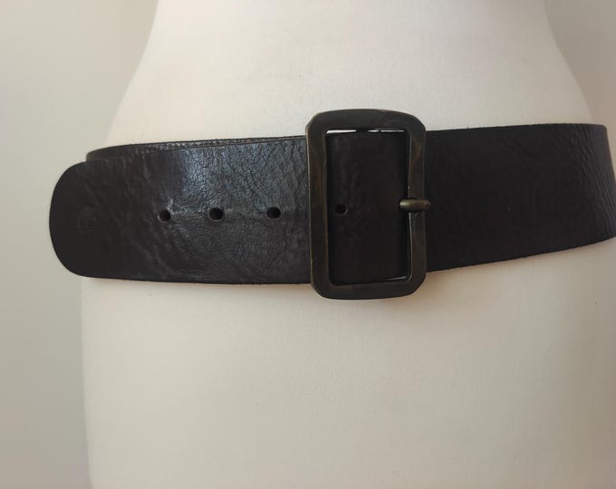 Wide heavy brown leather belt by Timberland