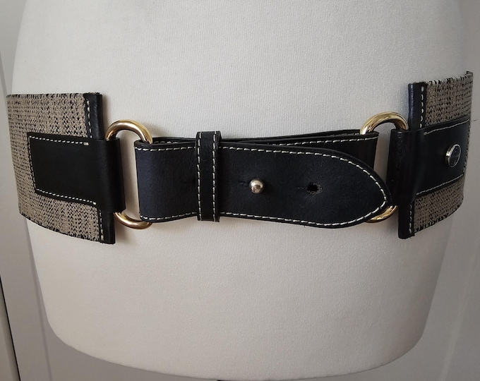 Wide Material Rubber Belt With Real Leather Elements by Esprit