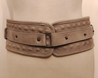 Extra Wide Grey Real Leather Belt by NU