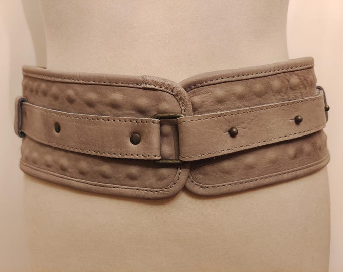 Extra Wide Grey Real Leather Belt by NU