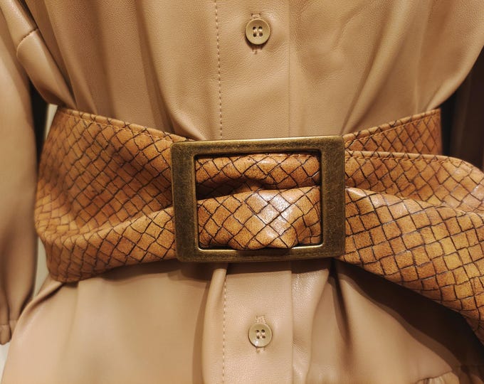 Extra Wide Brown Faux Leather Adjustable Belt by Springfield