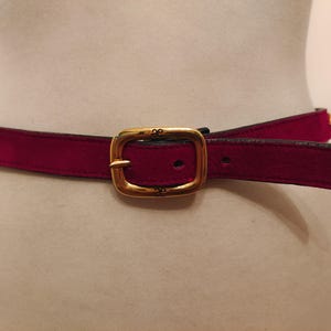 Magenta Leather Belt - Etsy display picture 1