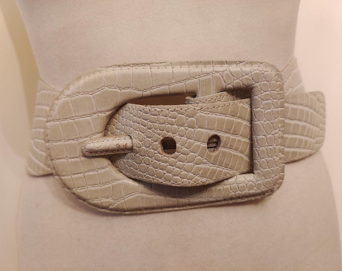 Wide Beige Genuine Leather Belt by Express Made in Taiwan