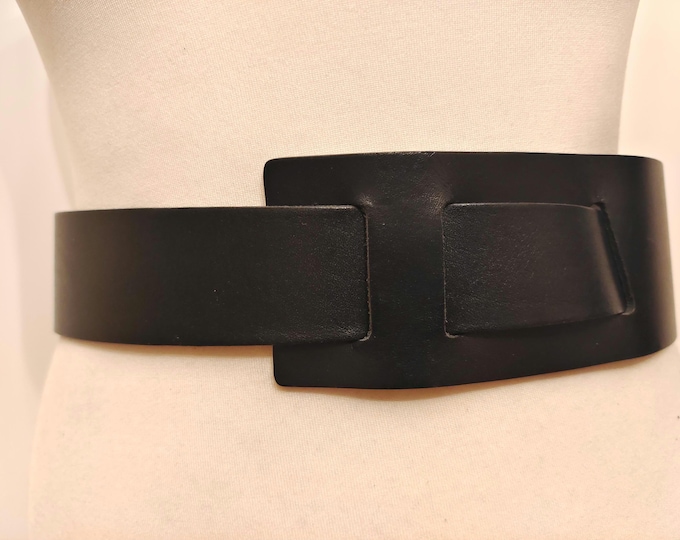 Extra Long And Wide Black Real Leather Adjustable Belt by Diesel Black Gold Made in Italy