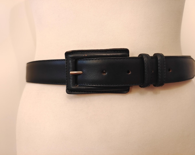 80's Vintage Regular Ladies Black Belt by Berge Made In Italy