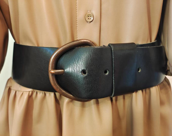 Wide Black Real Leather Belt by Bitte Kai Rand