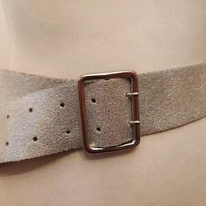 Silver Real Leather Double Prong Belt by ZARA Made in  display picture 1