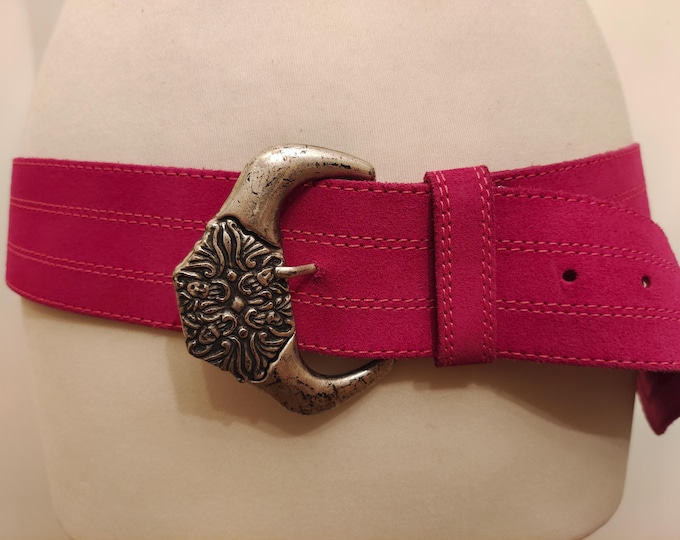 Wide Pink Real Leather Belt by Dorothy Perkins