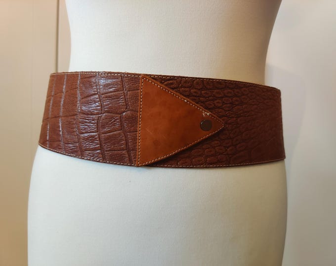 Avignon Vintage Wide Leather Belt Made in France 80's