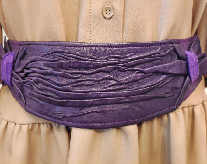 80's Vintage Wide Violet Real Leather Belt