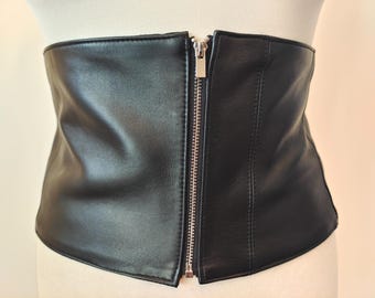 Extra Wide Black Real Leather Corset Belt by ZARA