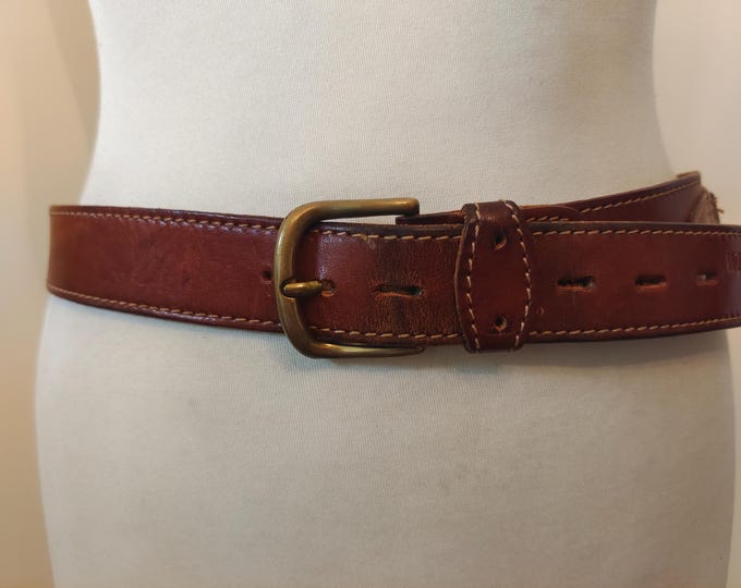 90's Vintage Brown Real Leather Belt by Winchester by AMI