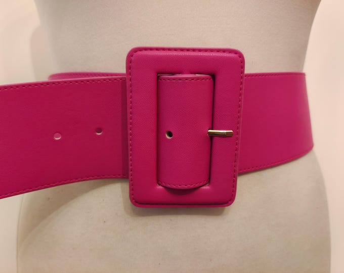 Wide Pink Faux Leather Belt