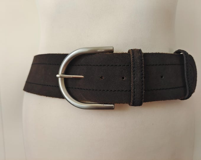 Wide Graphite Real Leather Belt by GAP Made in Italy