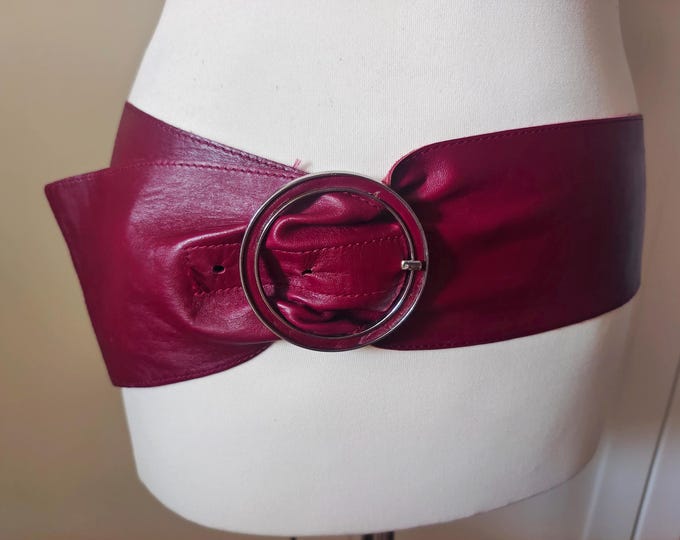 Mango Wide Burgund Leather Belt